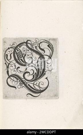 Lettre Q, anonyme, c. 1600 - c. 1699 impression d'une série de 24 lettres gothiques avec travail de tresse : a-I, K-T et V-Z. Pays-Bas (éventuellement) gravure sur papier Banque D'Images