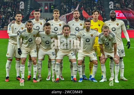 Milan, Italie. 14 janvier 2024. Le Starging-11 de Roma pour le match de Serie A entre AC Milan et Roma à San Siro à Milan. (Crédit photo : Gonzales photo/Alamy Live News Banque D'Images