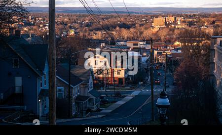 Vue à grand angle de Bethlehem, Pennsylvanie dans la vallée de Lehigh Banque D'Images