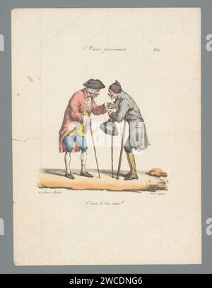 Deux vieillards en conversation, Edme Jean Pigal, 1824 - 1825 imprimer papier Paris vieil homme Banque D'Images
