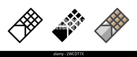 Icône vectorielle de chocolat multifonction en contour, glyphe, style de contour rempli. Trois variantes de style icône dans un seul pack. Illustration de Vecteur