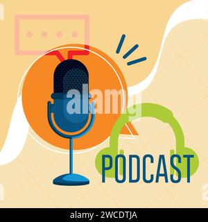 Vecteur de couverture de podcast coloré Illustration de Vecteur