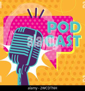 Vecteur de couverture de podcast coloré Illustration de Vecteur