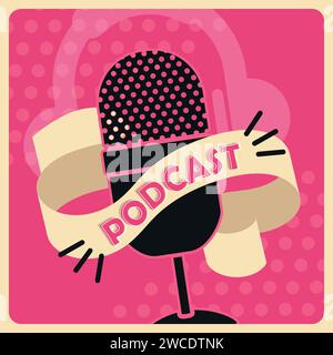 Vecteur de couverture de podcast coloré Illustration de Vecteur