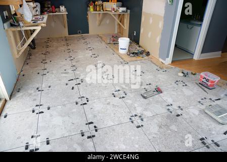 Rénovation de cuisine résidentielle en cours Banque D'Images