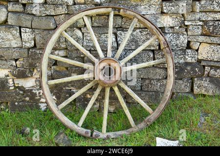 Wagon wheel, parc national historique de Fayette, Michigan Banque D'Images