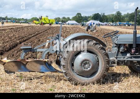 Drayton.Somerset.royaume-Uni.19 août 2023.Un Massey Ferguson TE20 restauré est sur le point de participer à un match de labourage sur un Yesterdays Farming ev Banque D'Images