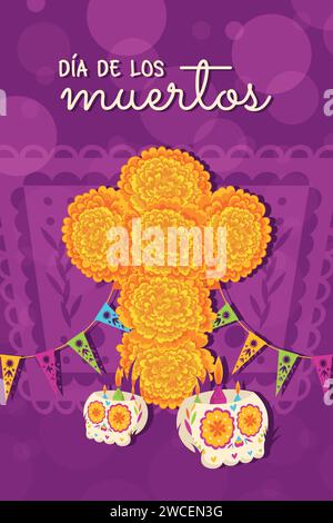 Mignon dia de los muertos poster Vector Illustration de Vecteur