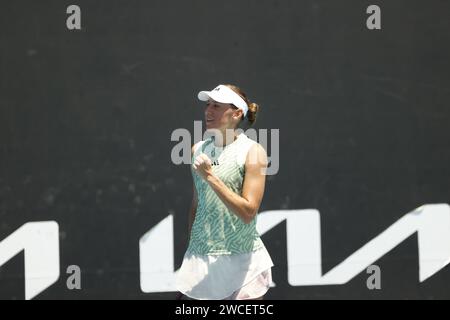 15 janvier 2024 : Melbourne, Victoria, Australie. Tournoi de tennis Open d'Australie, jour 2 : Kaja Juvan de Slovénie Banque D'Images