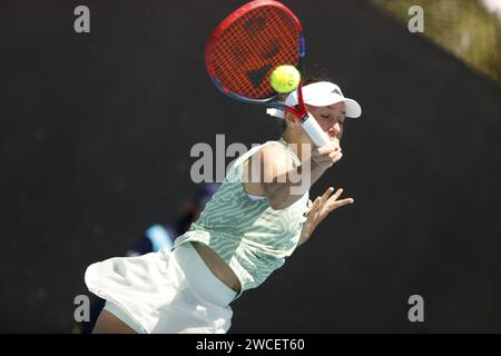 15 janvier 2024 : Melbourne, Victoria, Australie. Tournoi de tennis Open d'Australie, jour 2 : Kaja Juvan de Slovénie Banque D'Images