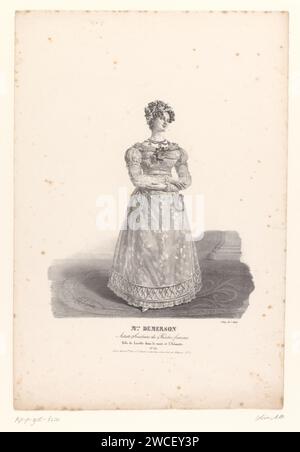 Portret van Anne Demerson ALS Lisette dans de Komedie le mari et l'Amant, Alexandre Marie Colin, 1823 tirage Paris portrait papier d'acteur, actrice. costume de scène Banque D'Images