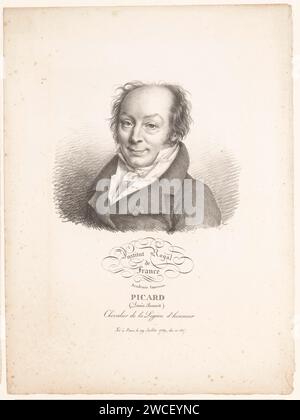 Portrait du dramaturge Louis-Benoît Picard, Julien-Léopold Boilly, 1821 tirage sur papier parisien personnages historiques. portrait d'un écrivain Banque D'Images