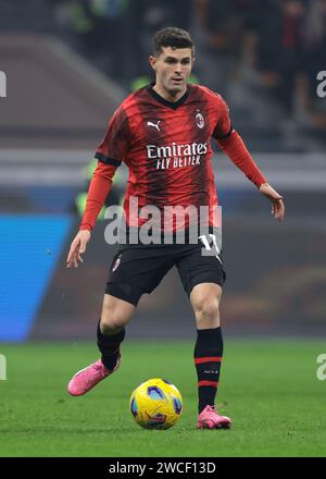 Milan, Italie. 14 janvier 2024. Christian Pulisic de l'AC Milan pendant le match de Serie A à Giuseppe Meazza, Milan. Le crédit photo devrait se lire : Jonathan Moscrop/Sportimage crédit : Sportimage Ltd/Alamy Live News Banque D'Images