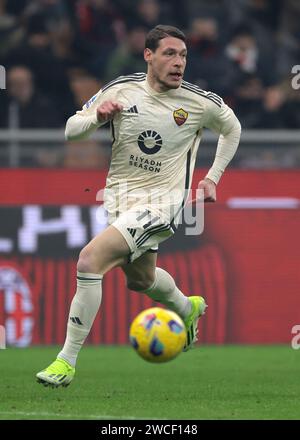 Milan, Italie. 14 janvier 2024. Andrea Belotti de L'AS Roma lors du match de Serie A à Giuseppe Meazza, Milan. Le crédit photo devrait se lire : Jonathan Moscrop/Sportimage crédit : Sportimage Ltd/Alamy Live News Banque D'Images