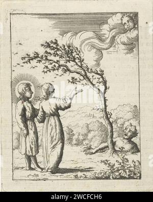 Christ et l'âme personnifiée dans une tempête, Jan Luyken, 1678 - 1687 imprimer Amsterdam gravure sur papier / impression typographique Christ et l'âme Banque D'Images