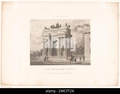 Vue de l'Arco della Pace à Milan, Louis Cherbuin, 1820 - 1875 print Malib papier gravure vue de la ville en général ; 'veduta'. Arc de triomphe Milane. Arc de paix Banque D'Images