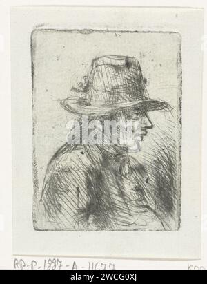 Homme avec Hoed, Jan Chalon, 1748 - 1795 imprimer un homme adulte avec chapeau. Buste vers la droite. Nord des pays-Bas (éventuellement) gravure sur papier / morphologie de la pointe sèche de l'expression humaine (+ mâle adulte (être humain)) Banque D'Images