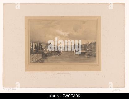 Vue sur la Seine depuis le Pont Royal à Paris, Louis-Julien Jacottet, 1838 imprimer Paris pont en papier en ville à travers rivière, canal, etc (+ City(-scape) avec figures, staffage) point Royal Banque D'Images