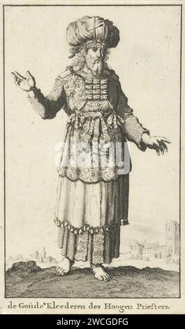 Grand prêtre en vêtements liturgiques (variante A), Jan Luyken, 1682 print Amsterdam paper gravure grand prêtre  hiérarchie des prêtres Banque D'Images