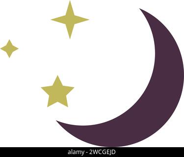 Corps célestes mystiques, croissant de lune avec des étoiles Illustration de Vecteur