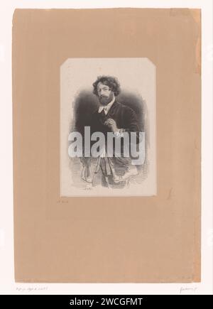 Autoportrait de l'artiste, Paul Gavarni, papier Paris imprimé en 1842. personnages historiques. portrait, autoportrait de graphiste Banque D'Images