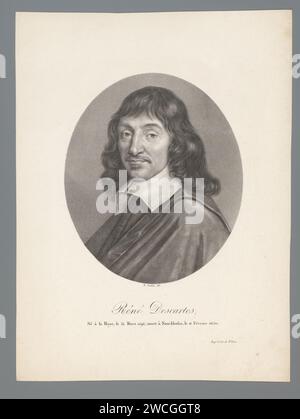 Portret van René Descartes, Jean Pierre Sudre (1783-1866), 1820 - 1827 imprimer Paris papier personnages historiques Banque D'Images