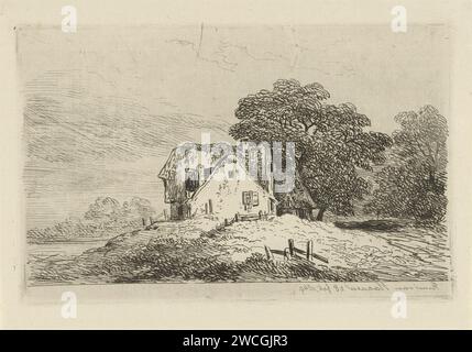 Maisons sur une colline, Remigius Adrianus Haanen, 1849 imprimer Maisons sur une colline sur un chemin d'arbres. Autriche papier gravure ferme ou maison solitaire dans le paysage Banque D'Images