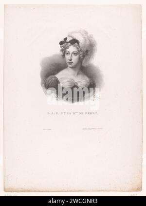 Portrait de Maria Carolina van Bourbon-Sicily, Auguste Toussaint Lecler, 1824 estampe Paris papier personnages historiques Banque D'Images