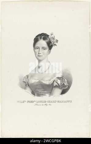 Portrait de Marianne, Princesse des pays-Bas, P. Gillo, 1827 tirage Portrait de Marianne. Dans la marge inférieure son nom et son titre. Document de Bruxelles Banque D'Images