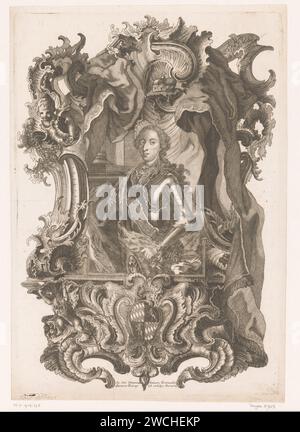 Portrait de l'empereur allemand Karel VII Albert, Joseph Anton Zimmermann, 1725 - 1797 tirage München gravure sur papier / gravure de personnages historiques. Ordre de chevalerie de la Toison d'or - insigne d'un ordre de chevalerie, par exemple : badge, chaîne (avec NOM de l'ordre) Banque D'Images