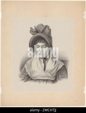 Portrait de Mme Wachter, Franciscus Bernardus Waanders, 1819 - 1880 print papier néerlandais. personnages historiques Banque D'Images