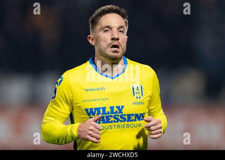Waalwijk, pays-Bas. 12 janvier 2024. WAALWIJK, PAYS-BAS - 12 JANVIER : Aaron Meijers du RKC Waalwijk lors du match néerlandais d'Eredivisie entre le RKC Waalwijk et Heracles Almelo au Mandemakers Stadion le 12 janvier 2024 à Waalwijk, pays-Bas. (Photo de Joris Verwijst/Orange Pictures) crédit : Orange pics BV/Alamy Live News Banque D'Images