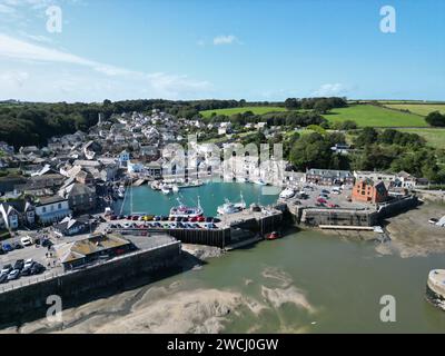 Padstow Cornwall UK marée hors drone , aérien , vue depuis les airs Banque D'Images