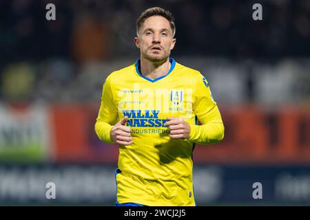 Waalwijk, pays-Bas. 12 janvier 2024. WAALWIJK, PAYS-BAS - 12 JANVIER : Aaron Meijers du RKC Waalwijk lors du match néerlandais d'Eredivisie entre le RKC Waalwijk et Heracles Almelo au Mandemakers Stadion le 12 janvier 2024 à Waalwijk, pays-Bas. (Photo de Joris Verwijst/Orange Pictures) crédit : dpa/Alamy Live News Banque D'Images