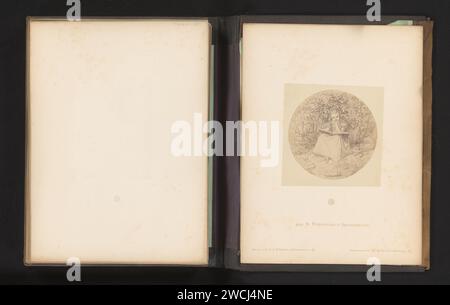 Production photographique d'un croquis d'une fille lisant un livre, par Albert Hendschel, Theodor Huth, d'après Albert Hendschel, c. 1865 - dans ou avant c. 1870 photographie cette photo fait partie d'une couverture avec 50 photos sur 48 feuilles, une liste d'images et une page de titre. Frankfurt am main papier albumen print fille (enfant entre tout-petit et jeune). lecture Banque D'Images