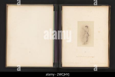 Production photographique d'un croquis d'une jeune fille lisant Albert Hendschel, Theodor Huth, d'après Albert Hendschel, c. 1865 - dans ou avant 1870 photographie cette photo fait partie d'une couverture avec 50 photos sur 48 feuilles, une liste d'images et une page de titre. Frankfurt am main papier albumen print adolescent, jeune femme, jeune fille. lecture Banque D'Images