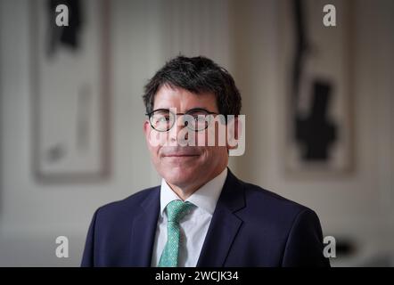 Potsdam, Allemagne. 16 janvier 2024. Thomas Götz, secrétaire d'État au ministère des Affaires sociales, de la Santé, de l'intégration et de la protection des consommateurs de Brandebourg, photographié après sa nomination à la Chancellerie d'État. Crédit : Soeren Stache/dpa/Alamy Live News Banque D'Images