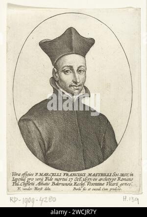 Portrait du jésuite Marcellus Franciscus Mastrilli, Jan -Baptist Barbé, d'après Nicolaas van der Horst, 1637 - 1649 gravure sur papier prêtre (catholique) Banque D'Images