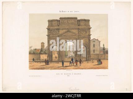 Vue de l'arc de Triomphe d'Orange, Léon Auguste Asselineau, 1856 - 1858 imprimeur : Rouenafter propre design par : Rouenprinter : Parispublisher : Paris papier arc de triomphe Orange Banque D'Images