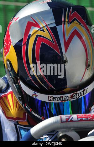 Pilote Ferrari espagnol Carlos Sainz au cours de sa carrière de karting, Carlos junior est le fils du double champion du monde des rallyes Carlos Sainz senior. Banque D'Images