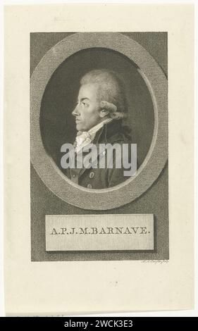 Portret Van Antoine Pierre Joseph Marie Barnave, Lambert Antonius Claessens c. 1792 - c. 1808 gravure sur papier Amsterdam Banque D'Images