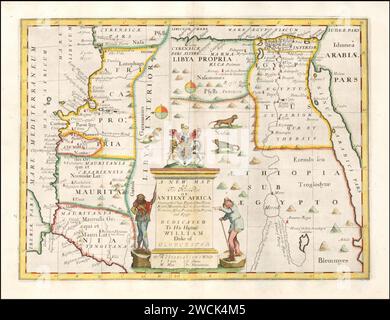 Une nouvelle carte de la partie nord de l'Afrique antique Shewing le peuple chef, les villes, les villes, les rivières, les montagnes &c . . . Dédié à son Altesse William Duc de Glocester. Banque D'Images