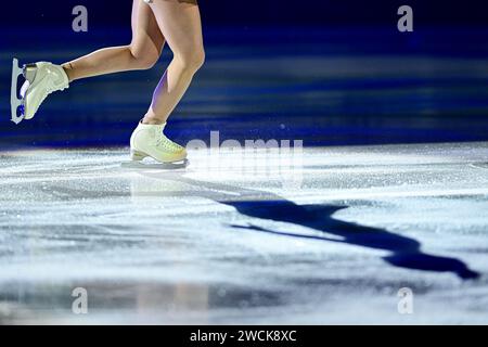 Nina PINZARRONE (bel), lors de l’exposition Gala, aux Championnats d’Europe de patinage artistique de l’ISU 2024, à l’algiris Arena, le 14 janvier 2024 à Kaunas, Lituanie. Crédit : Raniero Corbelletti/AFLO/Alamy Live News Banque D'Images