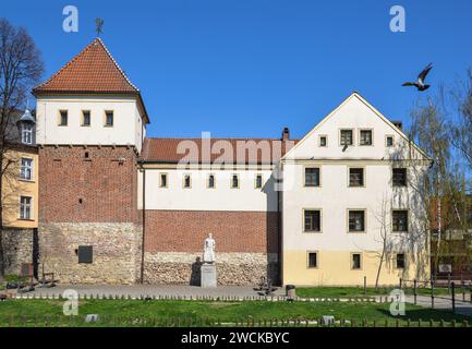 Le château de Gliwice et le monument au roi polonais Stefan Batory. Banque D'Images