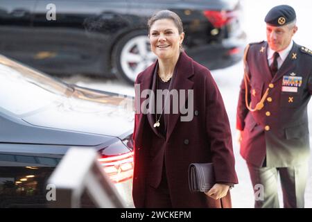 Stockholm, Suède. 16 janvier 2023. La princesse Victoria visite l'Académie de la Défense à Stockholm, en Suède. 16 janvier 2023. Photo Henrik Montgomery/TT/code 10060 crédit : TT News Agency/Alamy Live News Banque D'Images