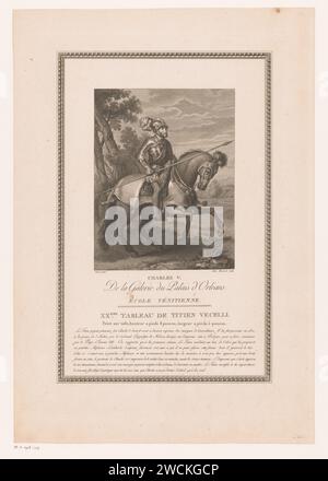 Portrait de Charles V de Habsbourg, à cheval, Alexandre Massard, d'après le Titien, 1787 - 1808 impression papier gravure / gravure de personnages historiques Banque D'Images