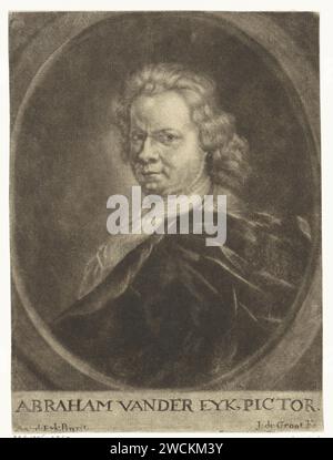 Autoportrait du peintre Abraham van der Eyk, John de Groot (II), d'après Abraham van der Eyk, 1698 - 1776 tirage gravure sur papier nord des pays-Bas Banque D'Images