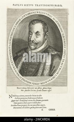 Portrait de Paul Sixt comte de Trautson, Dominicus Custos, 1600 - 1604 estampes Augsbourg gravure sur papier Banque D'Images