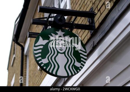 Affiche suspendue Starbucks Coffee Shop Banque D'Images