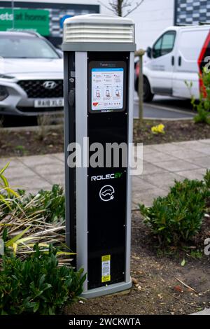 Gros plan d'un point de recharge Rolec EV Banque D'Images